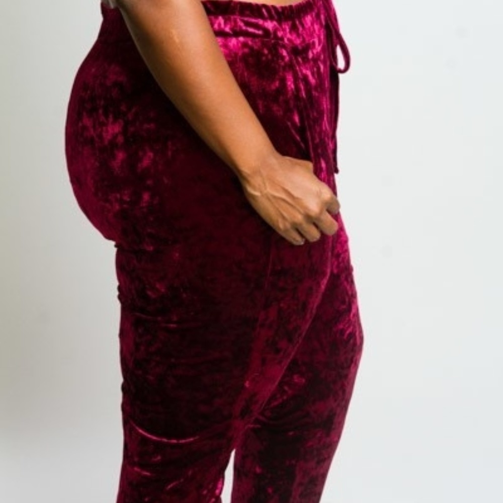 *Host Pick* Velvet Burgundy Plus size Joggers - Picture 2 of 4